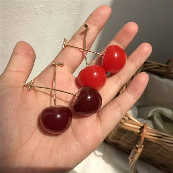 Jewelry - NEW!!!2 pair Cherry Earrings-ONE OF EACH COLOR
